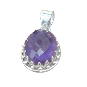 Colgante Ovalado de Amatista Natural Facetada, Plata de Ley 925, Hecho a Mano, con Bisel de Corona, Joyería de Piedras Preciosas, Colgante al por Mayor para Ella, Unisex - Product Image 1