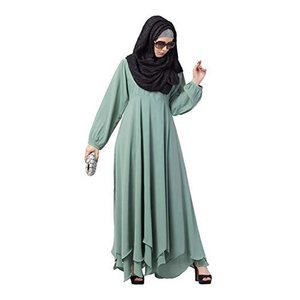 Women's High Quality Islamic Casual Maxi Cotton Polyester Customizable <b>Long</b> Sleeves Hijab Modest Breathable Abaya Evening - Product Image 2