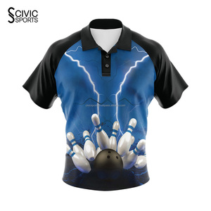 Breathable Polyester Adults Sportswear Custom Logo Printing <b>Bowling</b> Club Jersey Short custom - Product Image 3