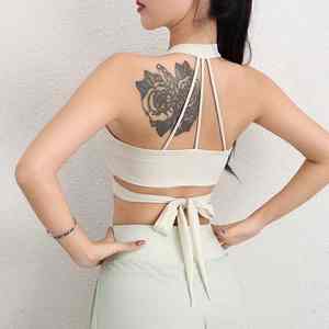 Nouveau Soutien-gorge de Sport Sexy à Cordon de Serrage pour Femme, Col en V, pour Yoga, Fitness, Course et Entraînement, avec Dos Élégant - Product Image 2