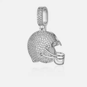 Colgante de casco de fútbol americano de plata 925, joyería Hip Hop, colgante grueso con incrustaciones de moissanita VVS para hombre, colgante Ice Legacy - Product Image 1