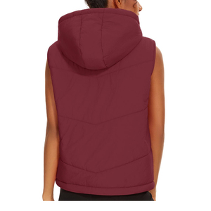 Chaleco Acolchado de Punto con Capucha para Mujer al por Mayor, Cierre de Cremallera, Impermeable, Transpirable, Exterior de Poliéster/Nylon, Personalizable - Product Image 2
