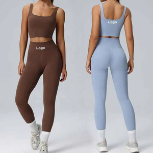 Conjunto de ropa deportiva para gimnasio, camiseta sin mangas y leggings, conjunto de fitness personalizado OEM, ropa de entrenamiento para mujer, yoga. - Product Image 1