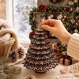 Hot Sale Handmade Eco-Friendly High Quality Home Indoor Decoration Wood <b>Christmas</b> Cone <b>Tree</b> Table <b>Top</b> <b>Christmas</b> <b>Tree</b> Ornament - Product Image 3