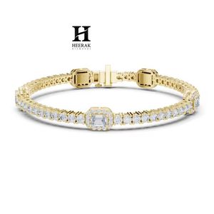 Luxury Emerald Cut Diamond Tennis Bracelet 14K 18K White Gold Lab Grown Diamond IGI Certified Halo Link Bracelet for Women - Product Image 5