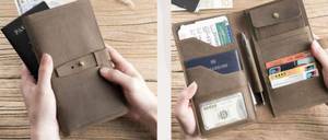 Porta Pasaportes de Cuero Genuino Artha, Diseño Minimalista con Cierre de Cremallera, Cartera de Viaje Marrón de 5 Pulgadas - Product Image 2