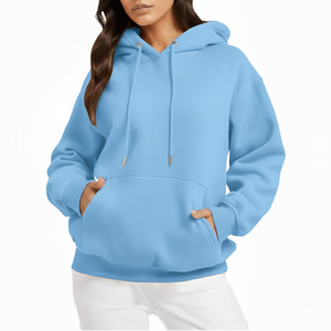 Sudadera con Capucha Extra Grande para Mujer, de Forro Polar, Color Sólido, Manga Larga, con Bolsillos, Transpirable, para Otoño - Product Image 6