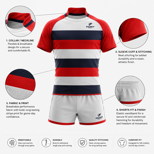 Ensemble short et maillot de rugby personnalisés sublimés – Tenue professionnelle respirante pour équipe de rugby, séchage rapide, vêtements de sport et d'entraînement pour équipes - Product Image 4