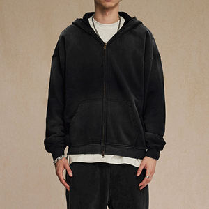 Custom Mens Full <b>Zipper</b> <b>Sweatshirt</b> Cotton French Terry Relaxed Hooded Clothing Bulk Factory - Product Image 3