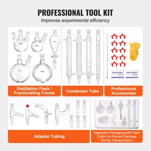 Kit di Distillazione in Vetro Borosilicato 3.3 con Giunto 24/40, Capacità 1000ml per Distillazione di Oli Essenziali, Evaporatore Rotante per Laboratori - Product Image 5