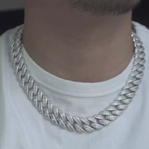 High Quality Customized Iced Jewelz Iced Cuban Link Moissanite Chain 925 Sterling Silver Rose Gold Plated D VVS Brilliant - Product Image 1