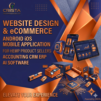 Logiciel IA pour la conception de sites web e-commerce et applications mobiles Android/iOS pour les vendeurs de produits de chanvre, avec fonctionnalités de comptabilité, CRM et ERP.