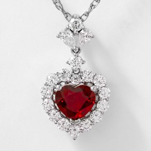 Elegante Collar con Colgante de Oro Sólido de 14K en Forma de Corazón con Rubí y Diamante Cultivado en Laboratorio, Estilo Solitario, Ideal para Regalo de Cumpleaños - Product Image 2