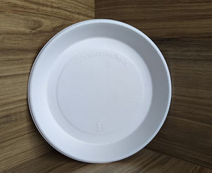 Assiettes biodégradables écologiques - Assiettes jetables rondes - Anti-fuite, assiettes blanches naturelles sans BPA, alternative au plastique - Product Image 6
