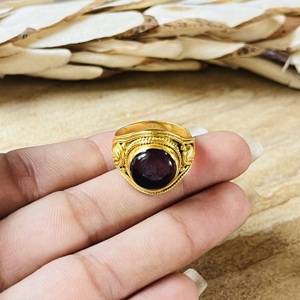 New Arrival Amethyst <b>Rings</b> Boho Brass <b>Rings</b> Women 18k <b>Gold</b> Plated Tribal <b>Cocktail</b> Jewelry Ethnic Statement <b>Ring</b> For Wholesale - Product Image 2