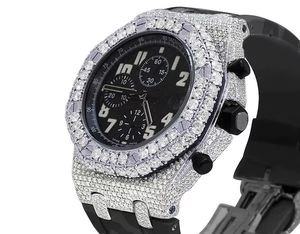 Nuevo diseño VVS Moissanite Diamond Chronograph correa de goma mecánico automático Iced Out reloj de pulsera Hip Hop Bling hombres moda - Product Image 5