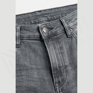 Jean en denim délavé coupe droite pour homme, coupe slim, taille mi-haute, en coton, style décontracté automne - Product Image 5