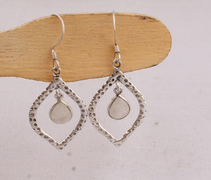 Natural Rainbow Moonstone <b>Solid</b> 925 Sterling <b>Silver</b> Handmade Vintage Luxury Drop Earrings for Wedding Anniversary Gift Party - Product Image 5
