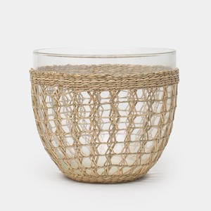 Couvercle en verre portable manchons de gobelets en jonc de mer naturel porte-tasses à insert tissé prix bon marché - Product Image 1