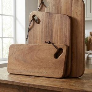 Tabla de cortar de madera de acacia rústica con asa, juego de tablas de servir para cocina, tabla de embutidos y pan. - Product Image 2
