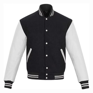 Custom Men's High Street Style Varsity <b>Jacket</b> with Stand Collar & Embroidery Logo <b>Patches</b> & Letterman Customization - Product Image 2