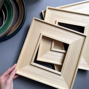 Ensemble de cadres photo carrés en bois faits à la main, décoration de table, peintures de paysages pour mariage, œuvres d'art pour enfants, photos de bébés - Product Image 1