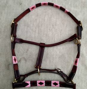 สายจูงม้าหนัง ANNABELLE EQUESTRIAN สีชมพู ลายเรขาคณิต ฮาร์ดแวร์ทองเหลือง ปรับขนาดได้ ทนทาน สวมใส่สบาย สำหรับกีฬาขี่ม้า - Product Image 2