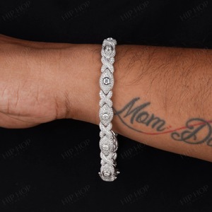 Hip Hop Men's 925 Silver Rhodium Plated Diamond Bracelet Marquise Cut Chain Link Iced Out Statement Jewelry Everyday Wear - Product Image 3