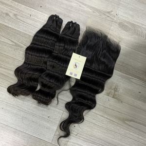 100% cheveux humains bruts vietnamiens Double dessiné faisceaux de cheveux 12A cuticule aligné Extensions de cheveux Machine trame - Product Image 4