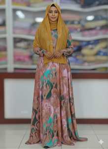 Nouvelle Robe de Soirée Somalienne Éblouissante 2026 pour Filles, en Tissu Voile Jacquard à Motif Paisley et Base Noire Effet Slub - Product Image 2