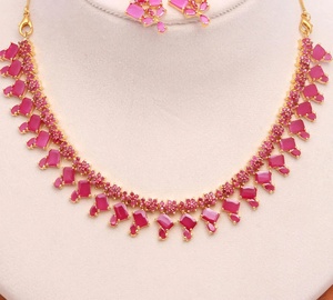 Conjunto de Joyería de Perlas y Rubíes de Moda, Collar con Piedra Ovalada para Niñas y Mujeres, Joyería Nupcial para Bodas - Product Image 2