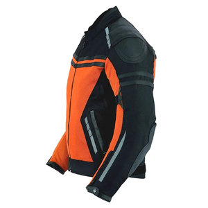 Men's Orange Black Mesh <b>Motorcycle</b> <b>Jacket</b> Full Sleeve Breathable Color Blocked <b>Summer</b> Riding Gear Motorbike Racing <b>Jacket</b> - Product Image 3