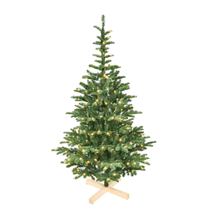 5ft Pre-Lit Christmas <b>Tree</b> 200 Warm White LED <b>Lights</b> Unique Wooden Base 403 PE+PVC Tips for Realistic Layered Look-Full Size - Product Image 2