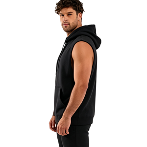 Men's <b>Sleeveless</b> Hooded V-neck Sweatshirt <b>Hoodie</b> with Pocket Digital Printing 100% Cotton Eco-Friendly Casual Streetwear - Product Image 2