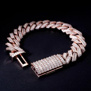 Hip hop custom made 14kt rose gold lab diamond baguette round cut cuban diamond <b>bracelet</b> vvs clarity custom wholesale manufactur - Product Image 3