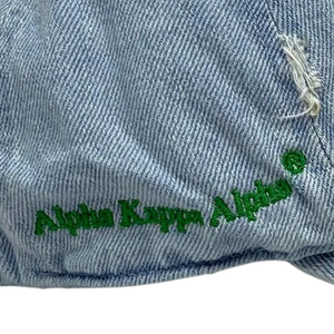 AKA 1908 <b>Light</b> Denim <b>Hat</b> Pink Embroidered Letter Baseball Cap Adjustable Washed Denim Headwear Casual Fashion Vintage Style Cap - Product Image 6