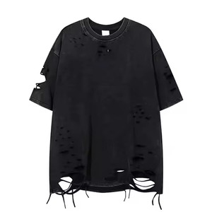 T-shirt Homme Oversize Court Délavé à l'Acide Coupe Droite Formelle Ample et Distressed – Vente en Gros - Product Image 4