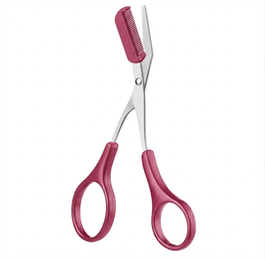 Ciseaux à sourcils en acier inoxydable et peigne, lames marron/argentées pour le contouring des cils – Petite taille pour débutants, personnalisable - Product Image 1