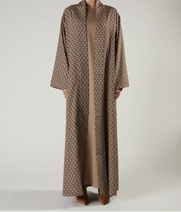 New Fashion Dubai Turkish Style <b>Eid</b> Ramadan Muslim Women's Islamic Traditional Modest Long Floor Length Polyester Floral Pattern - Product Image 5