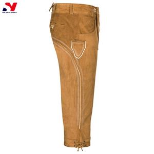 Authentic German Trachten Lederhosen for <b>Men</b> Bavarian Brown Long Lederhosen Distressed Finish Button Fly Low Cost Manufacturing - Product Image 4