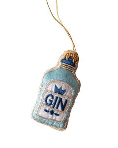 Ornement suspendu brodé Zari en forme de bouteille de gin – Décoration unique sur le thème du bar, article cadeau en gros - Product Image 2