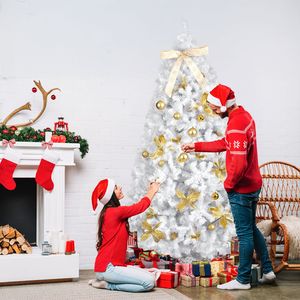 Gonna per Albero di Natale a Forma di Pino da 7,5 Piedi con Cerniere, Fai da Te, 400 Luci LED Bianche Calde, Elegante Ornamento Artificiale per Albero di Natale - Product Image 2