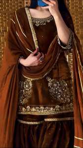 Ensemble Sharara Gharara Kurti brodé indien dernier cri, tissu en géorgette, magnifique tenue ethnique de fête de designer pakistanais, 3 - Product Image 2