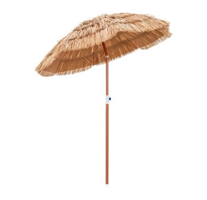 Sombrilla de Hojas de Palma Tropicales con Poste de Bambú Rústico - Toldo Hawaiano Inclinable Giratorio para Suministro en Resorts de Verano - Product Image 4