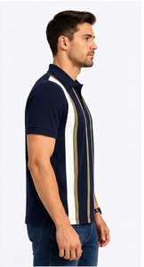 เสื้อโปโลผู้ชายสีเขียว ผ้าถักปิเก้ แขนสั้น พิมพ์ลายโลโก้ด้านหน้าด้วยเทคนิคฮีททรานเฟอร์ สวมใส่สบาย แห้งเร็ว ผ้าฝ้ายแท้ 100% สีพื้น - Product Image 6