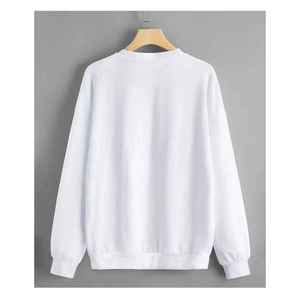 เสื้อสเวตเชิ้ตคอกลมสีขาวพิมพ์ลายผมบลอนด์และโบว์สีดำแขนยาวสวมใส่สบายๆในฤดูใบไม้ร่วงสำหรับผู้หญิงทรงปกติขนาดพลัสไซส์ - Product Image 5