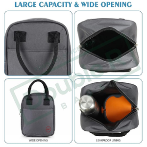 Sac isotherme portable pour aliments, organiseur de repas avec deux poches pour le bureau, l'école, les pique-niques et les voyages en plein air - Product Image 3