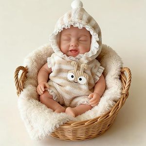 Poupée de mode pour bébé fille en silicone de 6 pouces, mini jouet en peluche réaliste, poupée endormie - Product Image 1