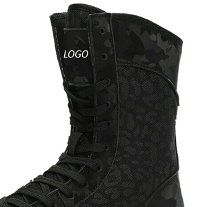 Breathable Nylon High Top Boxing Kickboxing <b>Shoes</b> Lace-Up Closure For Adults Martial Arts Training Black Camouflage Design - Product Image 6