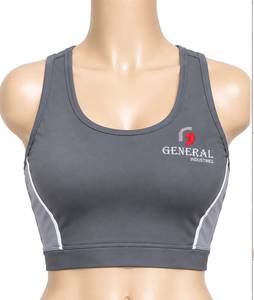 Débardeur de sport respirant à col rond gris, style vintage, tissé et froncé, pour femme, de General Industries, avec empiècements colorés - Product Image 1